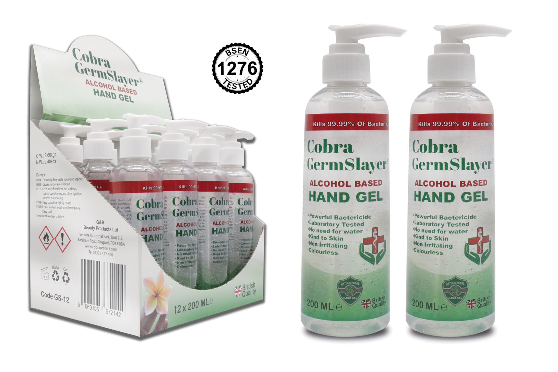 2X200ml Germslayer® Antibacterial Hand Gel Sanitiser