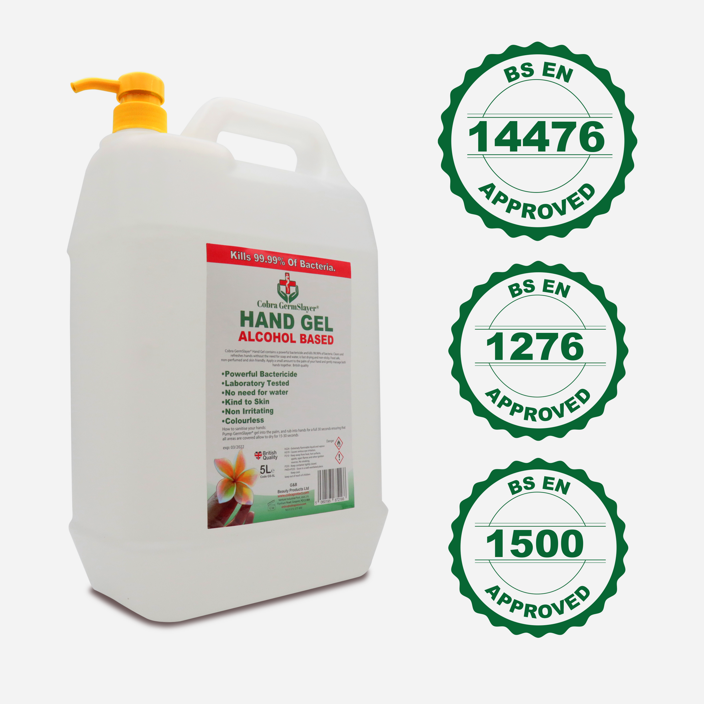 3x5L Germslayer® Antibacterial Hand Gel Sanitiser PLUS FREE 24 x 100 ml